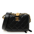 Chanel Caviar Quilted Twist Your Buttons Clutch With Chain Black
