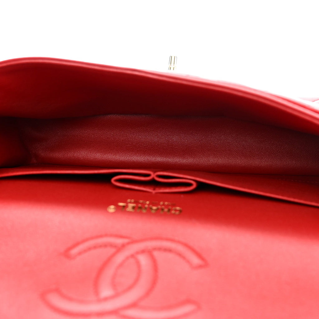 Chanel Lambskin Quilted Medium Double Flap Red