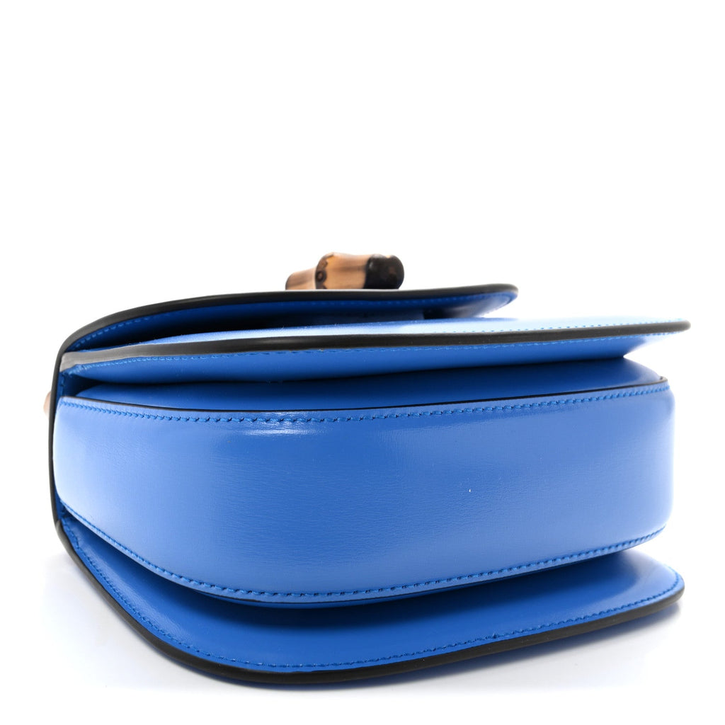 Gucci Boarded Dyana Lux Calfskin Web Mini Bamboo 1947 Top Handle Bag Blue