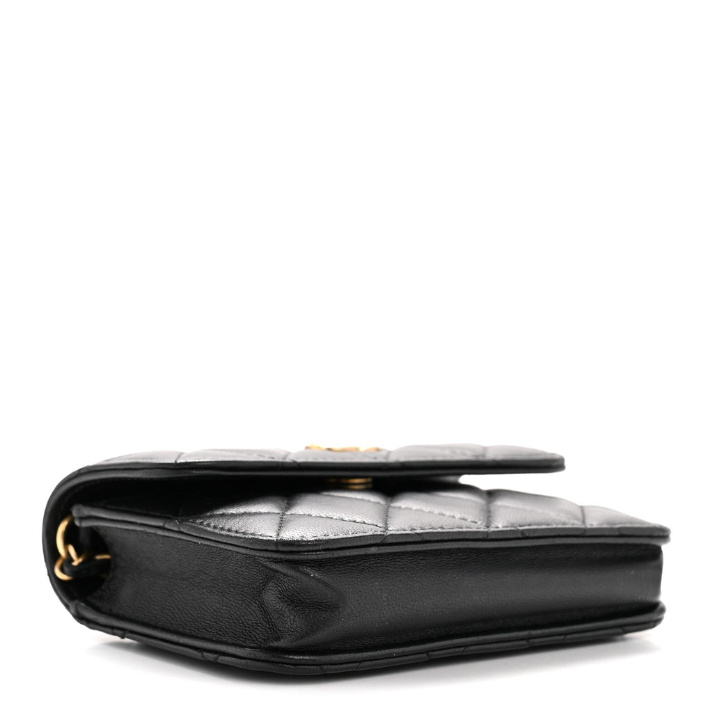 Chanel Lambskin Quilted Pearl Crush Flap With Chain Black