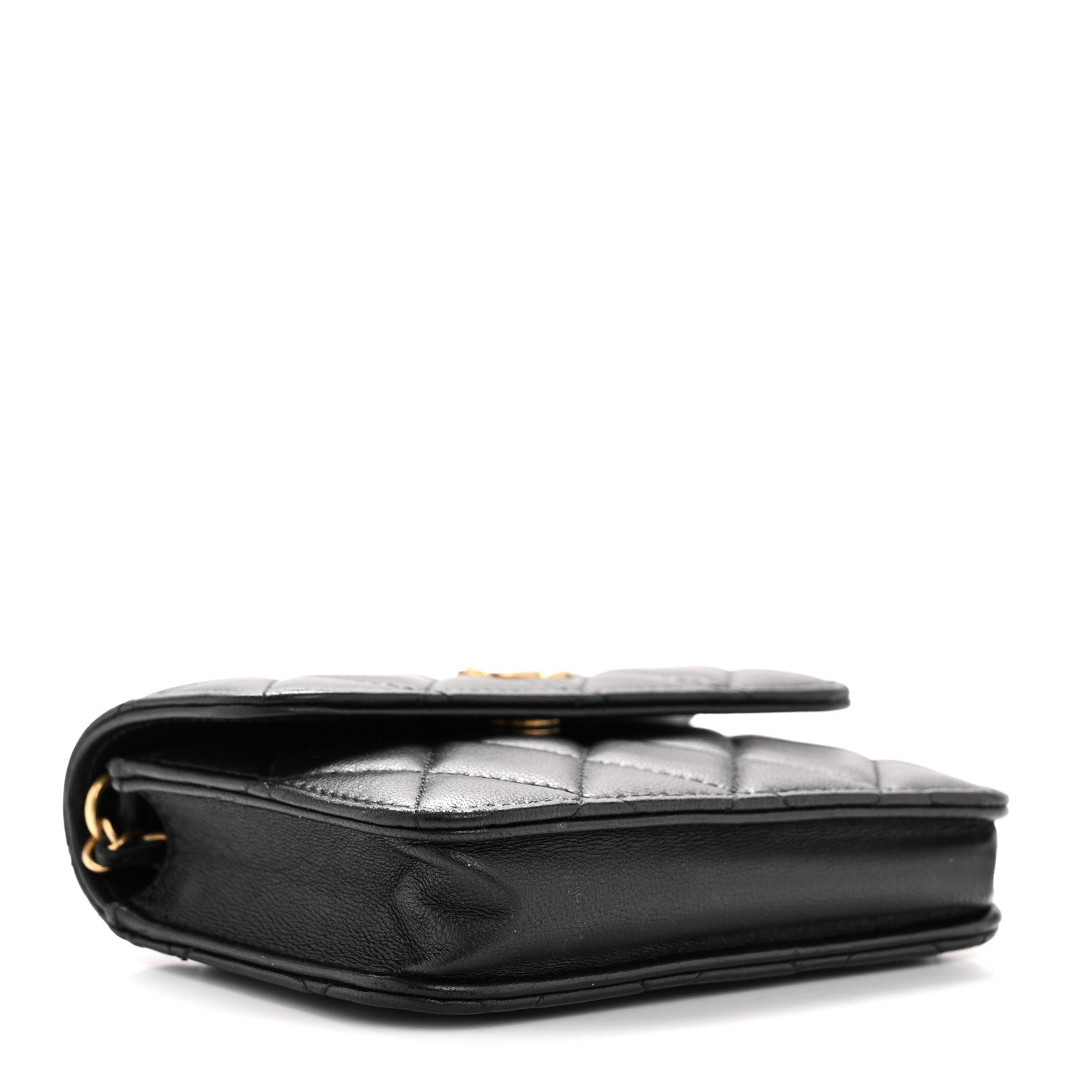 Chanel Lambskin Quilted Pearl Crush Flap With Chain Black