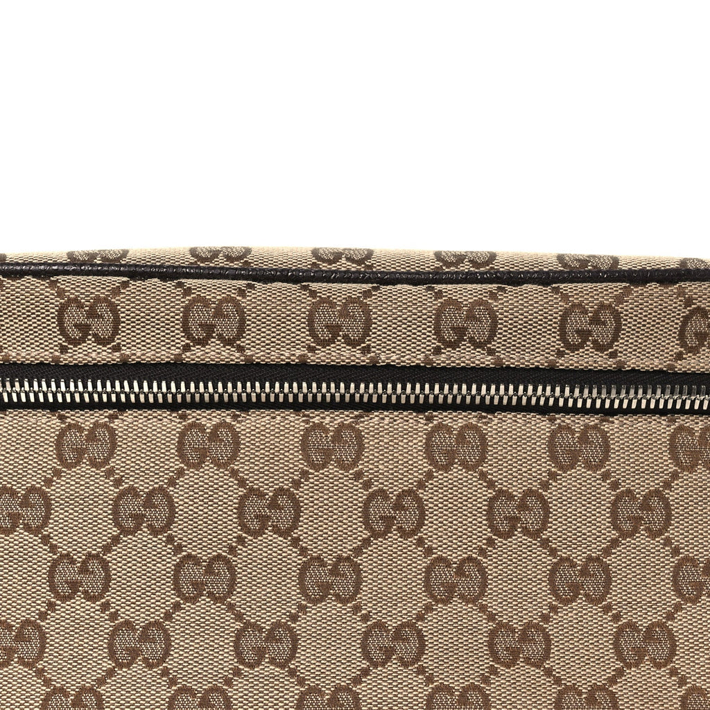 Gucci Monogram Dollar Calfskin Waist Pouch Beige Ebony Testa di Moro Marrone Scuro