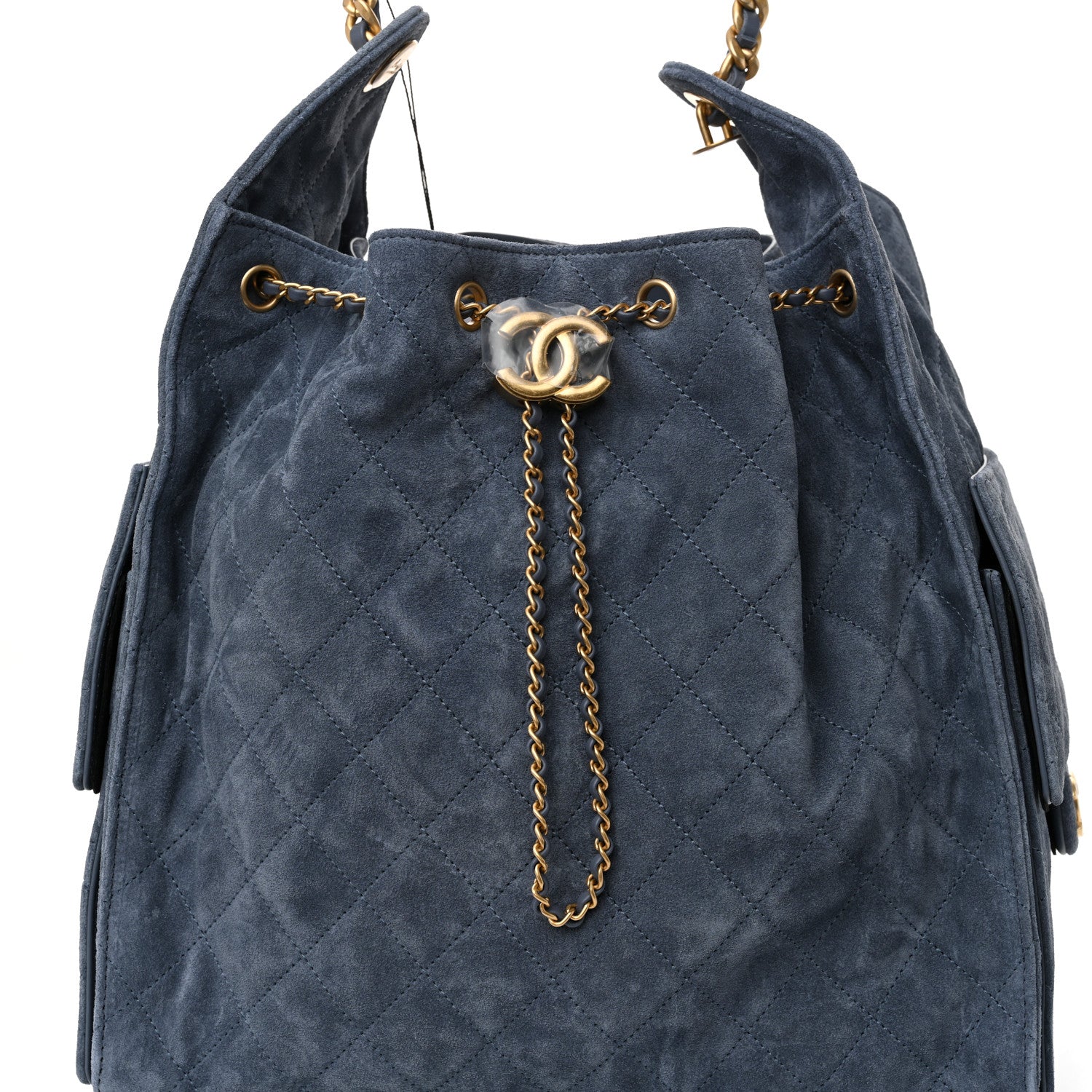 Chanel Suede Quilted Medium Chanel 25 Handbag Blue