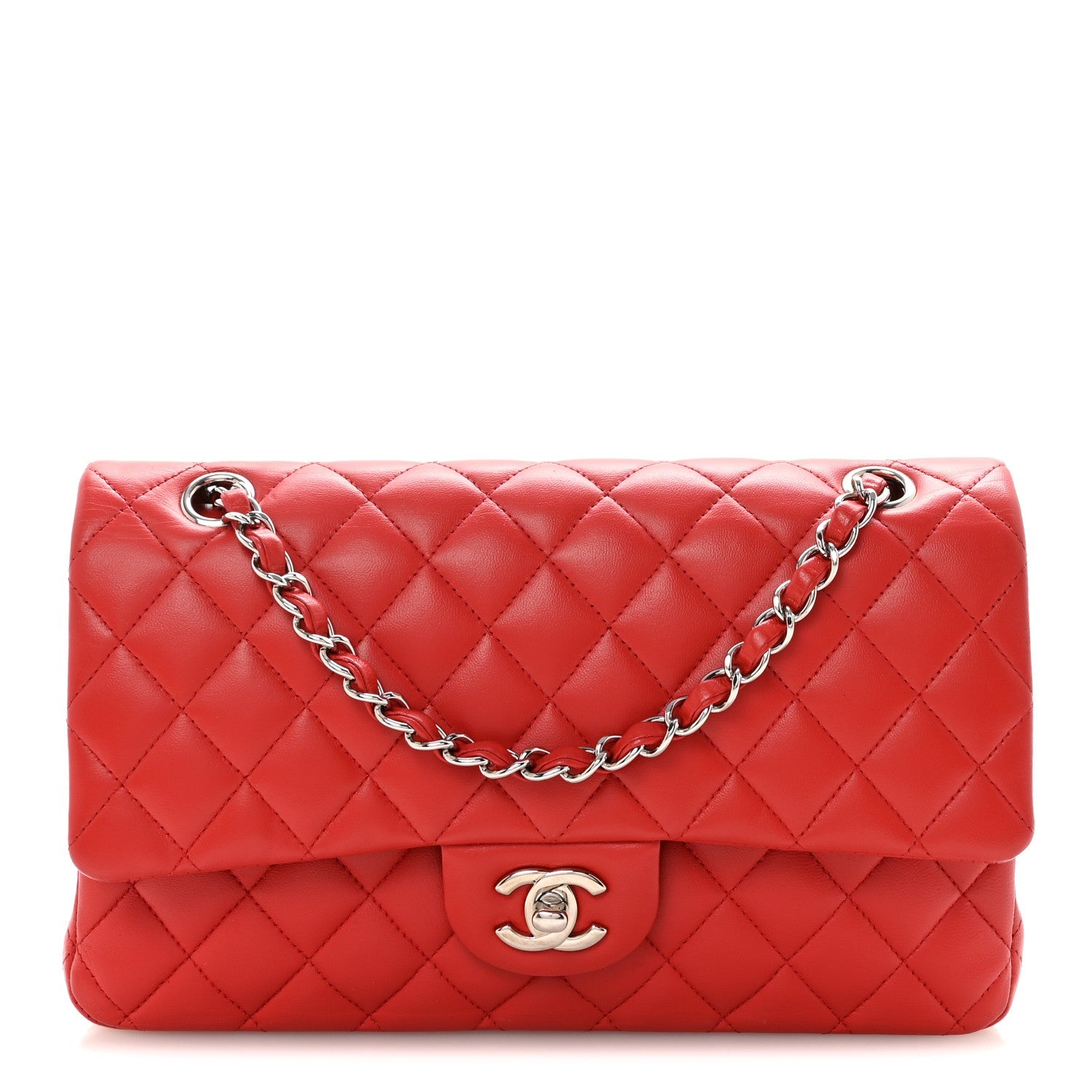 Chanel Lambskin Quilted Medium Double Flap Red