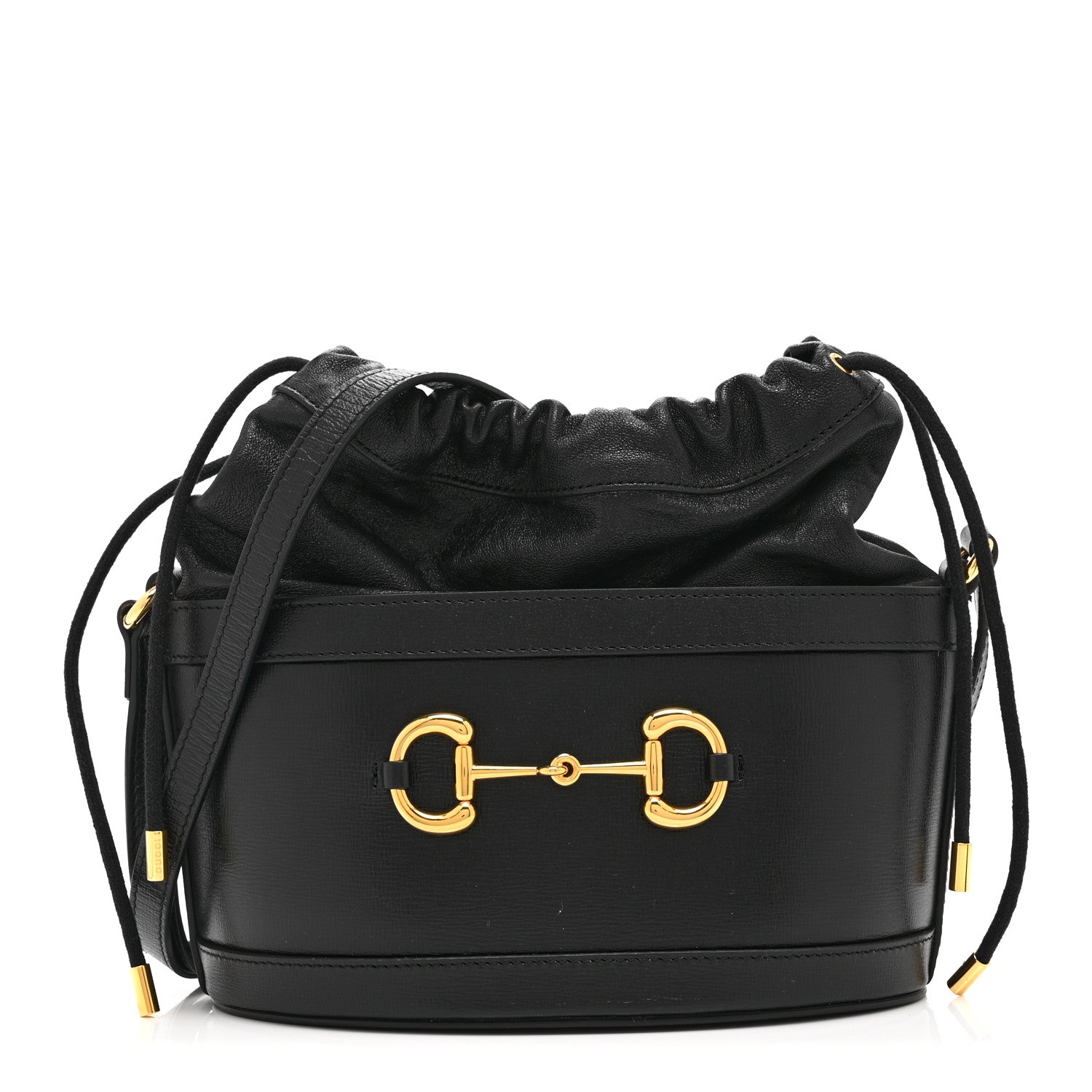 Gucci Azalea Sakai Calfskin Horsebit 1955 Drawstring Bucket Bag Black