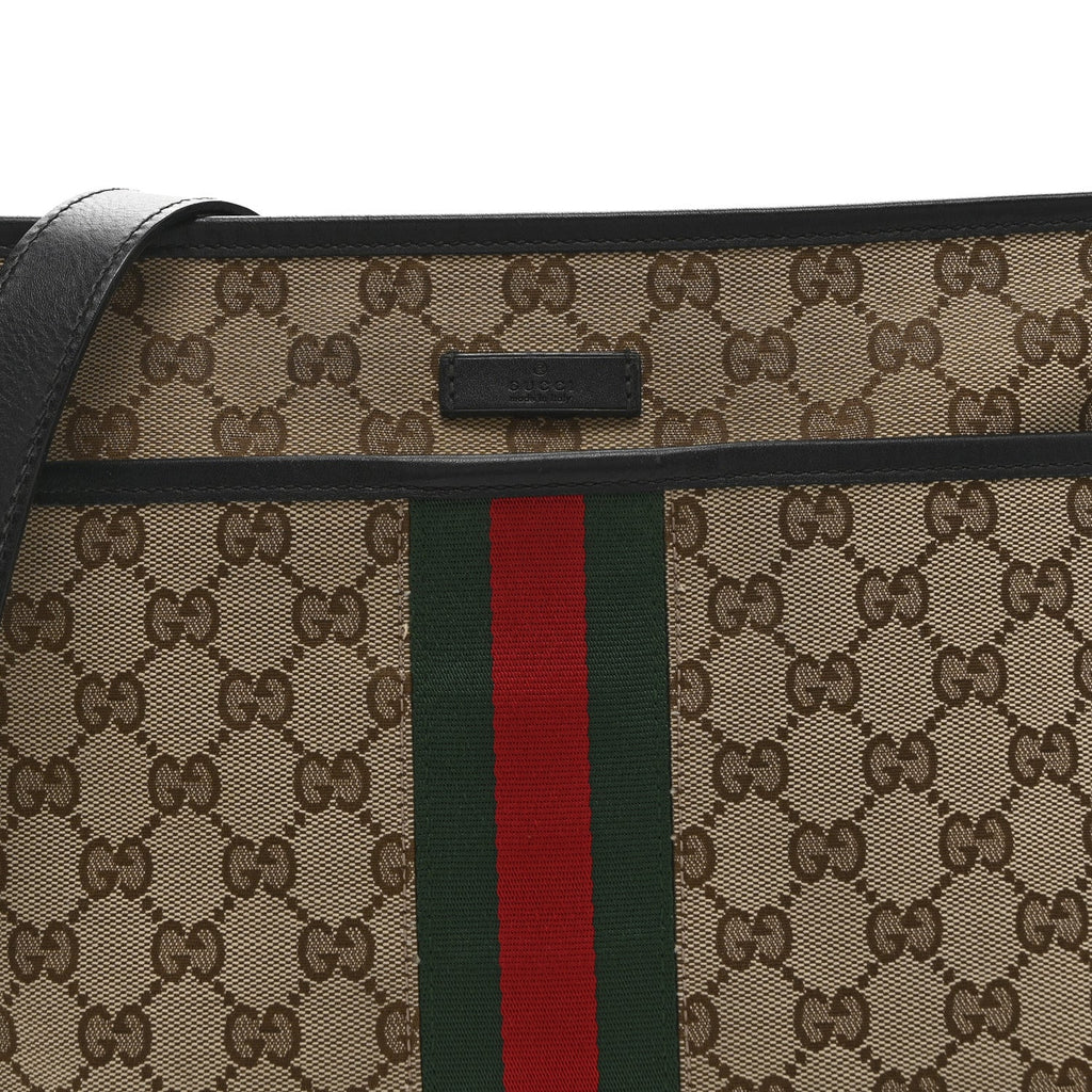 Gucci GG Monogram Web Flat Messenger Bag Black