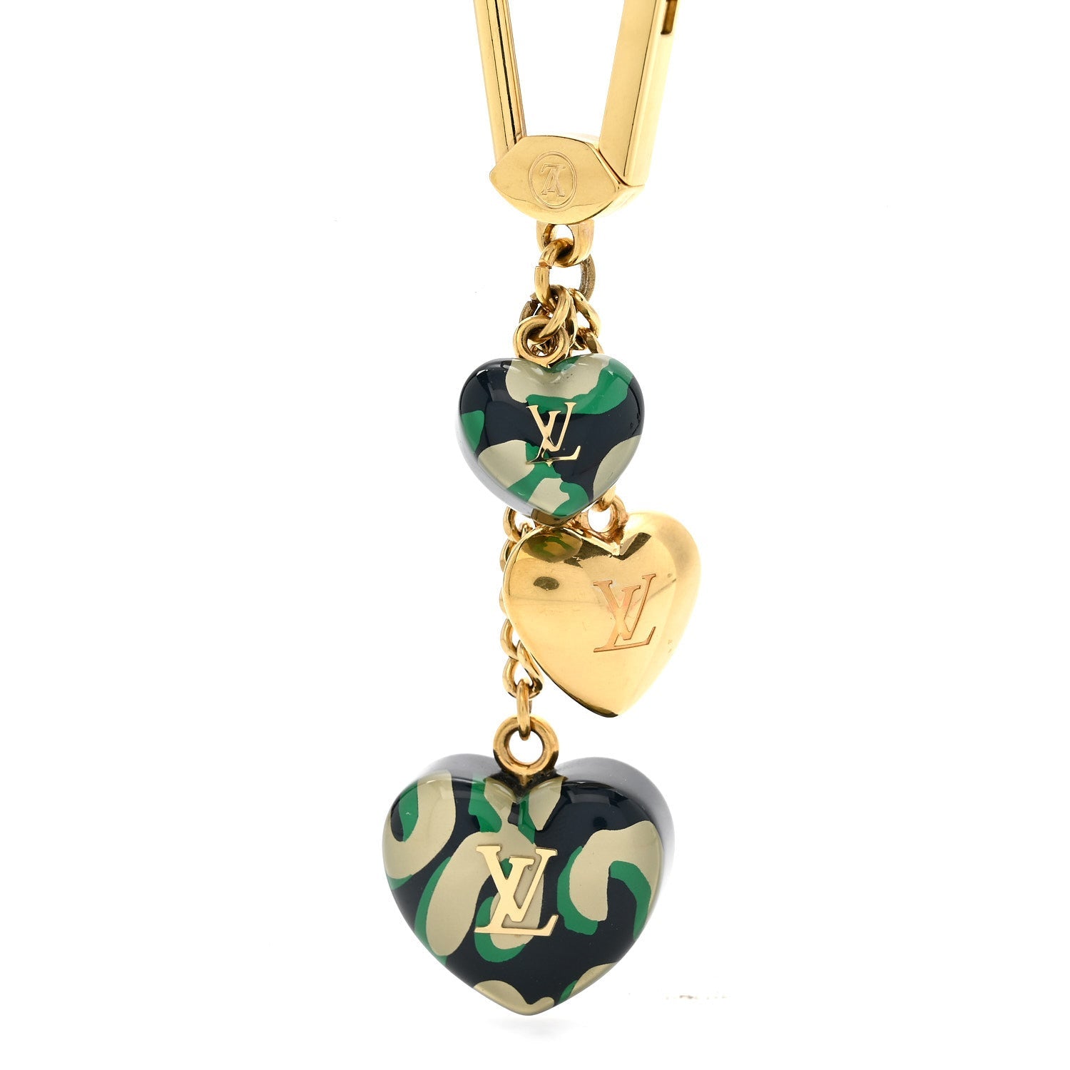 Louis Vuitton Leopard Heart Bag Charm Key Holder Blue Infini