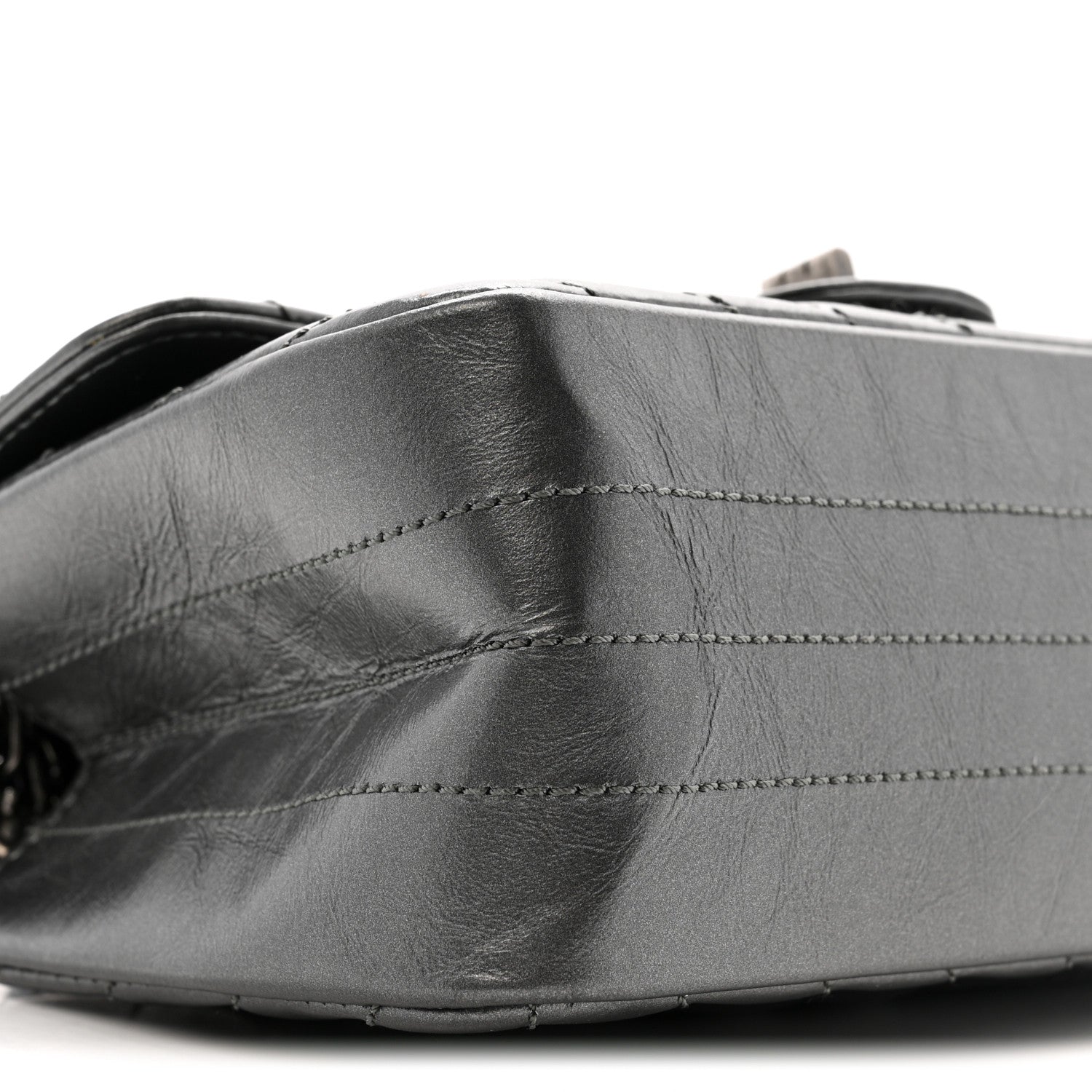 Chanel Metallic Aged Calfskin Chevron Quilted 2.55 Reissue Mini Flap Grey