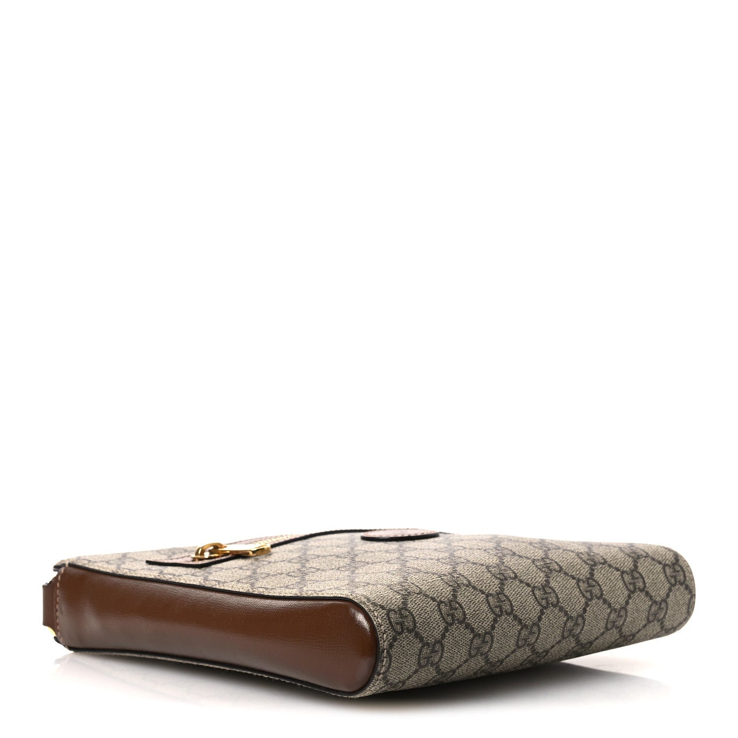 Gucci GG Supreme Monogram Azalea Calfskin Retro Interlocking G Flat Messenger Bag Beige Ebony Brown Sugar