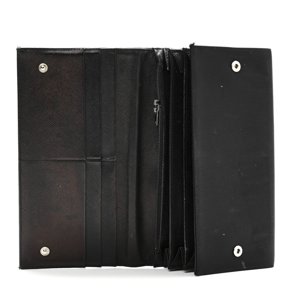 Prada Tessuto Nylon Continental Flap Wallet Black