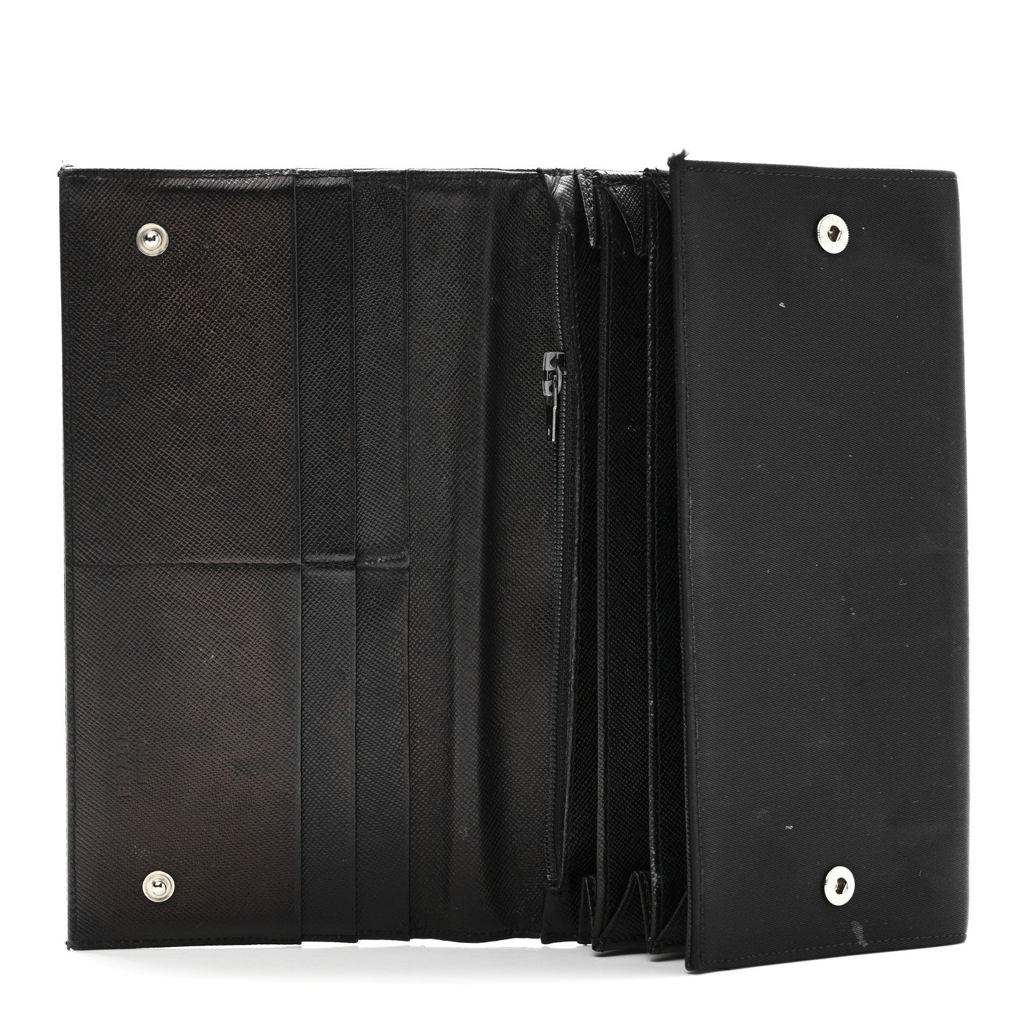 Prada Tessuto Nylon Continental Flap Wallet Black