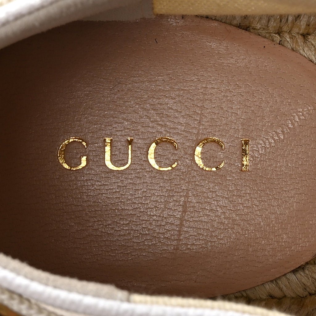 Gucci Canvas Crystal Embellished Espadrilles 36.5 Great White