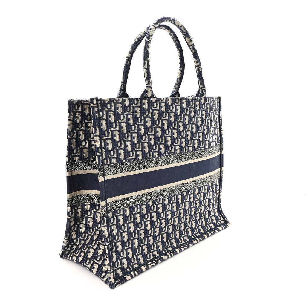 Christian Dior Oblique Large Book Tote Blue Multicolor