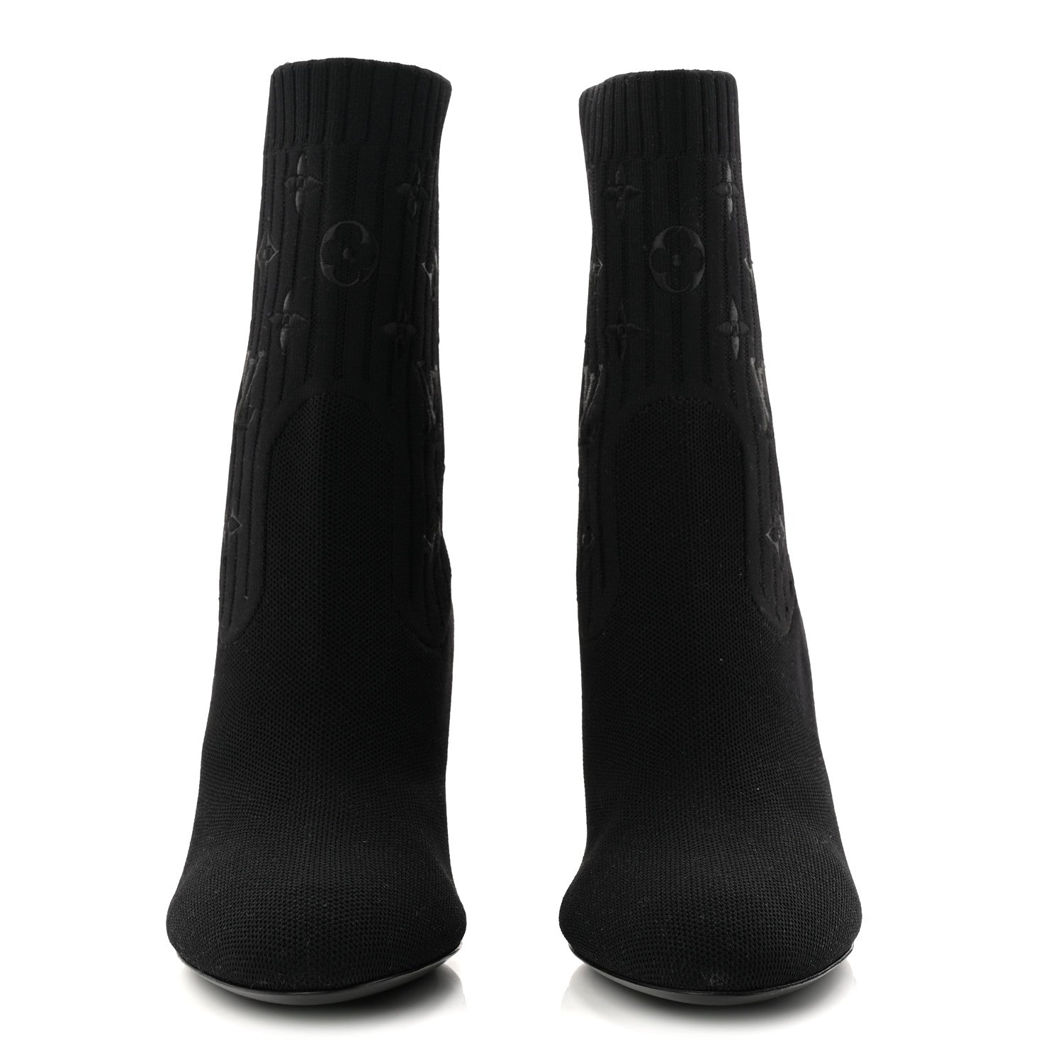 Louis Vuitton Monogram Stretch Fabric Silhouette Ankle Boots 39 Black