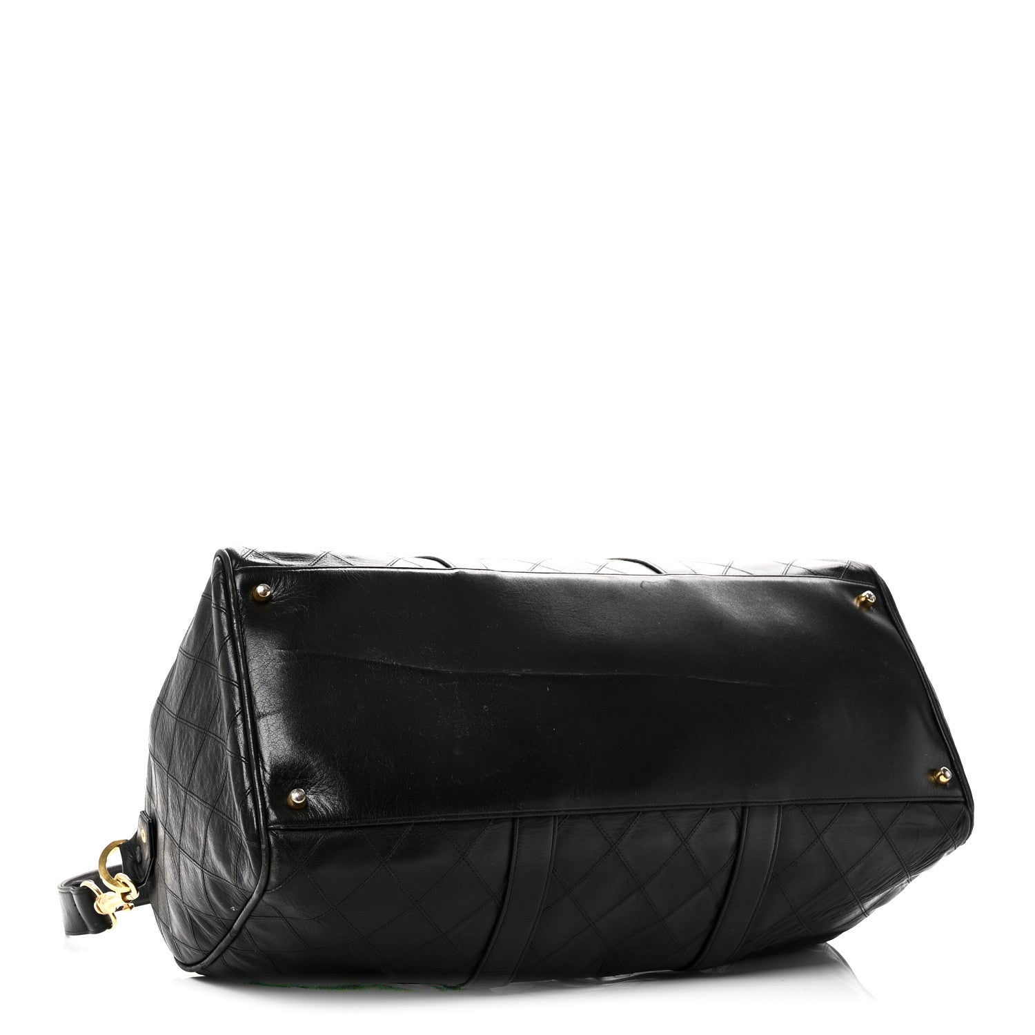 Chanel Calfskin Stitched Duffle Travel Bag Black