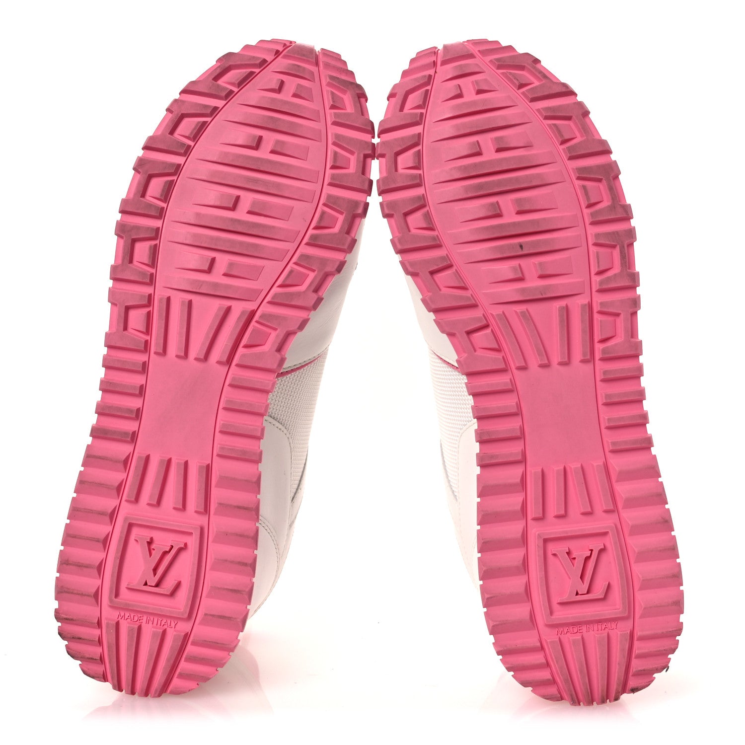 Louis Vuitton Calfskin Monogram Run Away Sneakers 38.5 White Pink