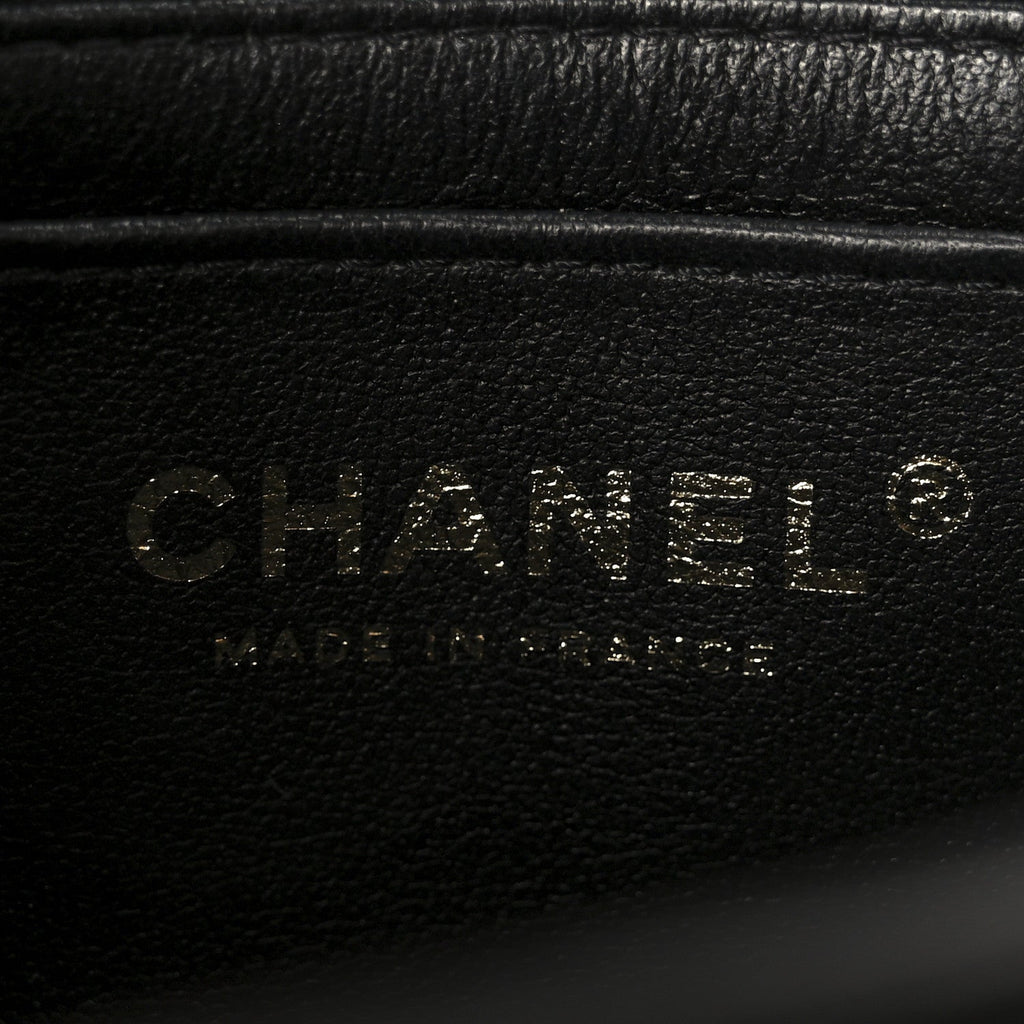 Chanel Lambskin Resin Crystal Square Quilted Mini Monacoco Flap Black