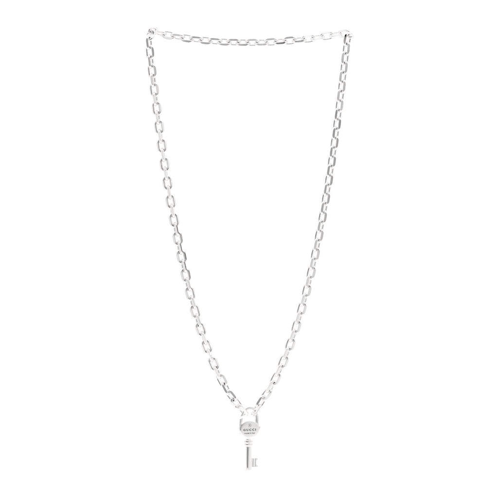 Gucci Sterling Silver Trademark Key Pendant Necklace