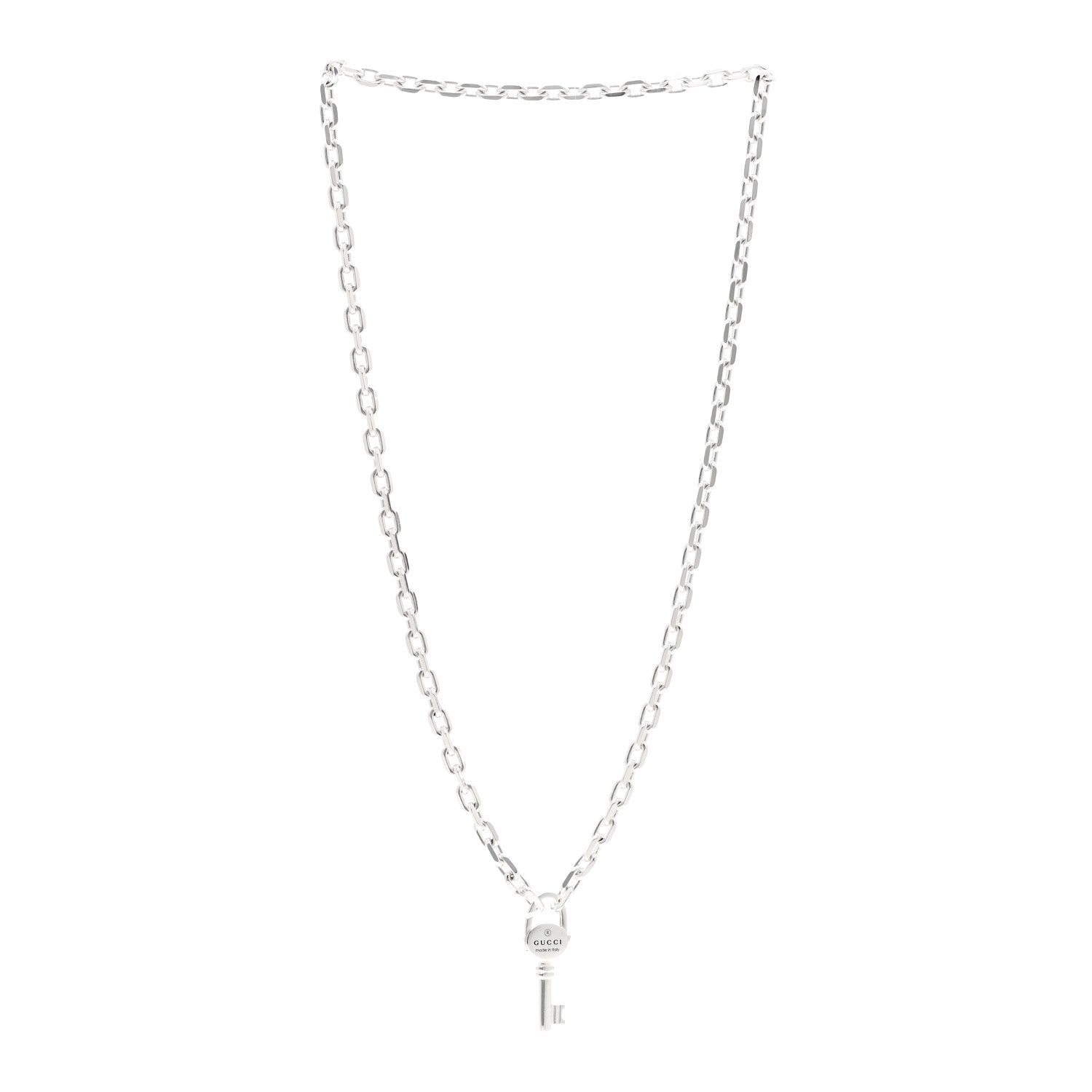 Gucci Sterling Silver Trademark Key Pendant Necklace