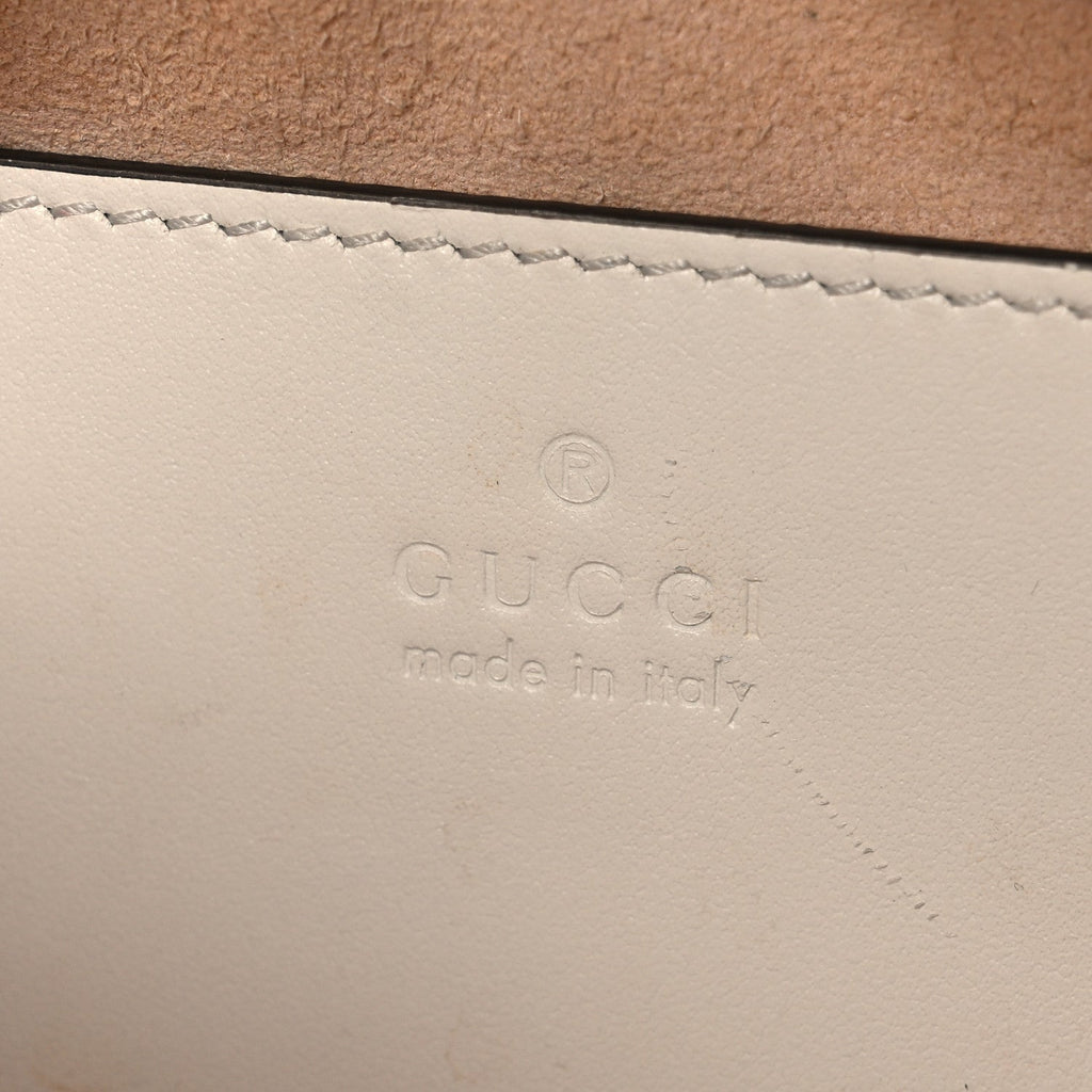 Gucci Calfskin Matelasse Small GG Marmont Chain Shoulder Bag White