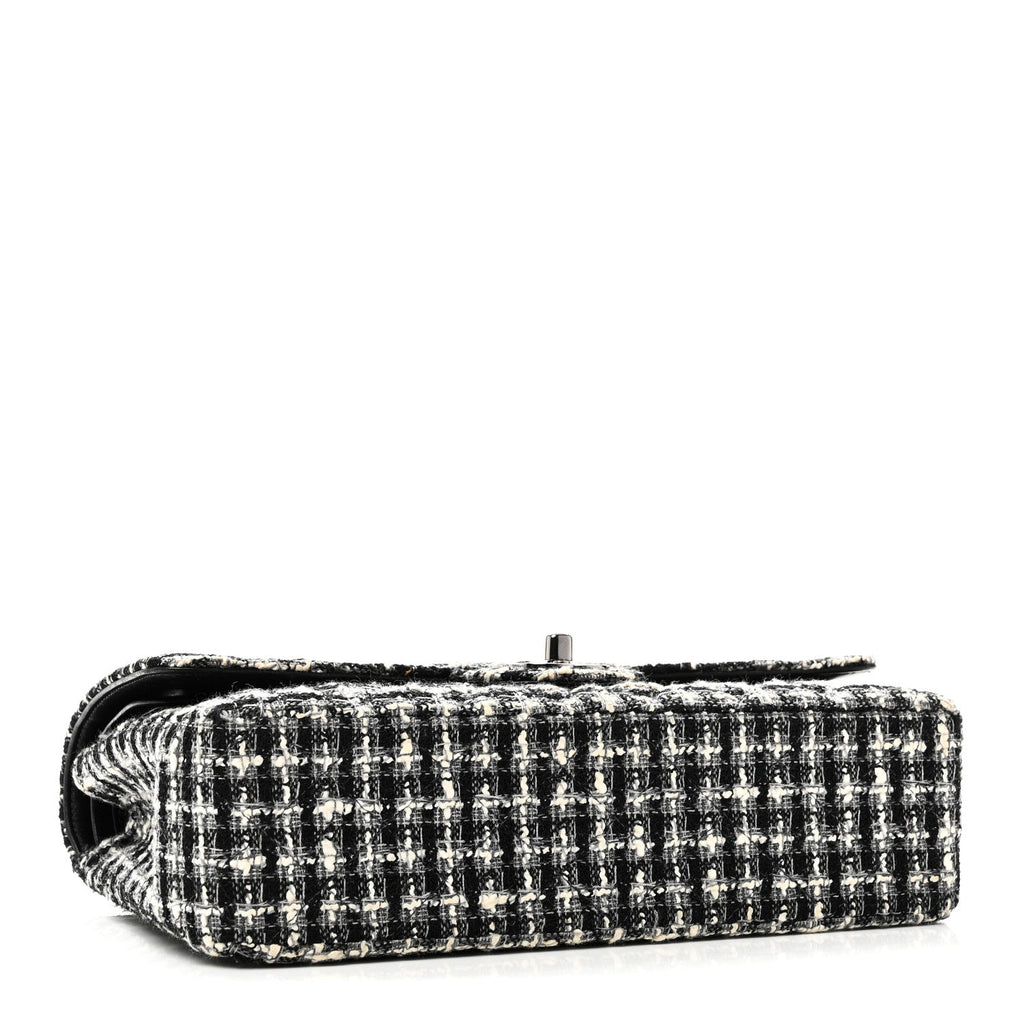 Chanel Tweed Quilted Medium Double Flap Black