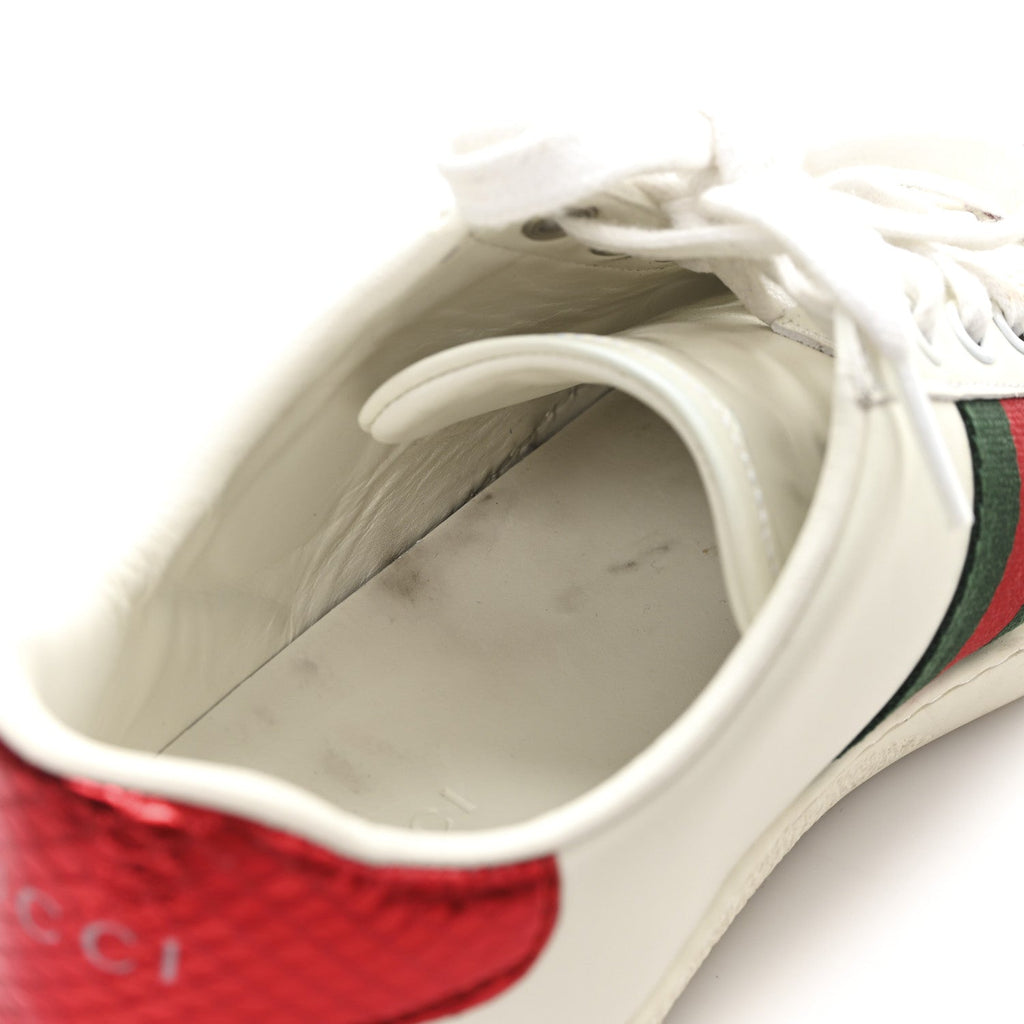 Gucci Calfskin Web Heart Embroidered Womens Ace Sneakers 36 White