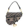 Christian Dior Oblique Embroidered Saddle Bag Blue