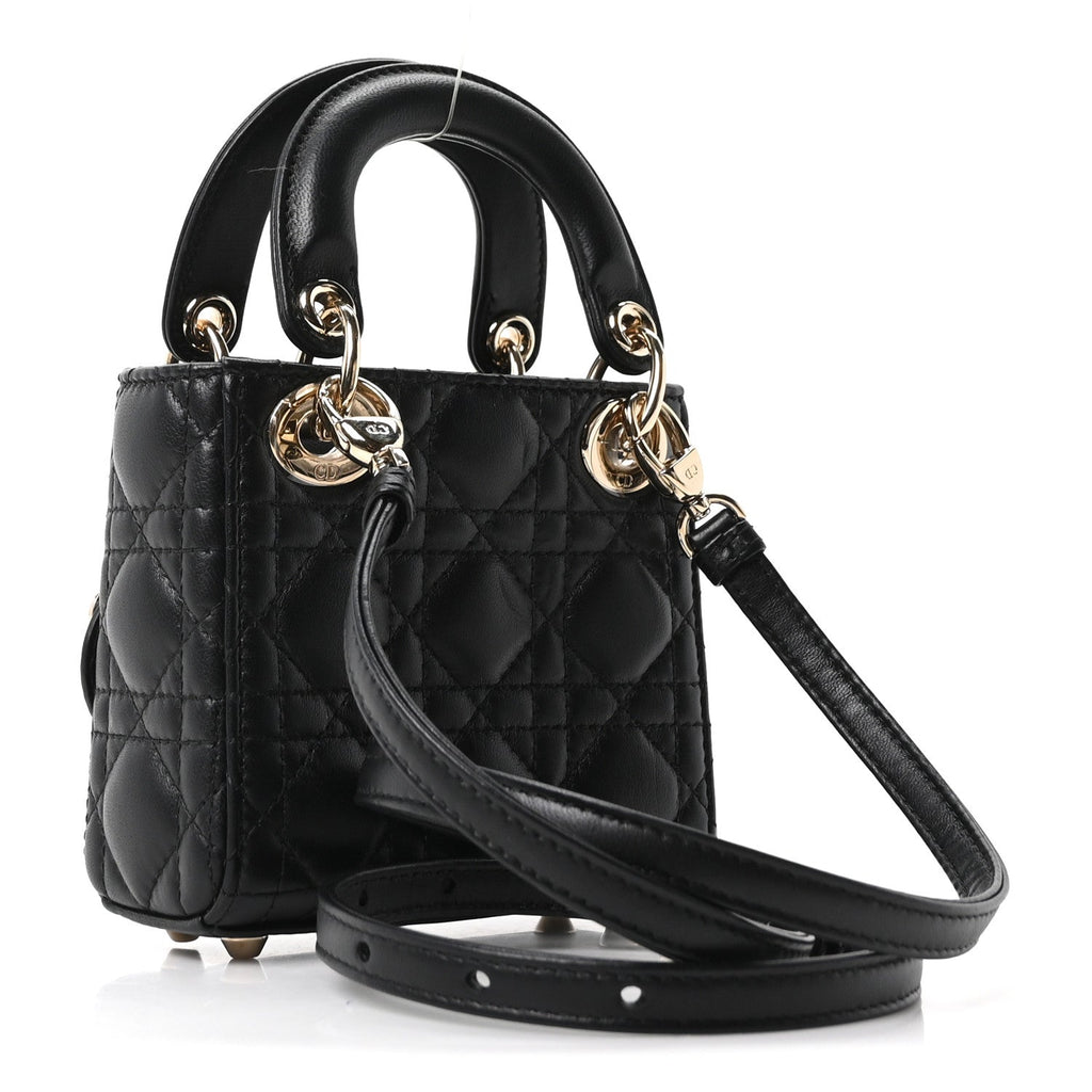 Christian Dior Lambskin Cannage Micro Lady Dior Black