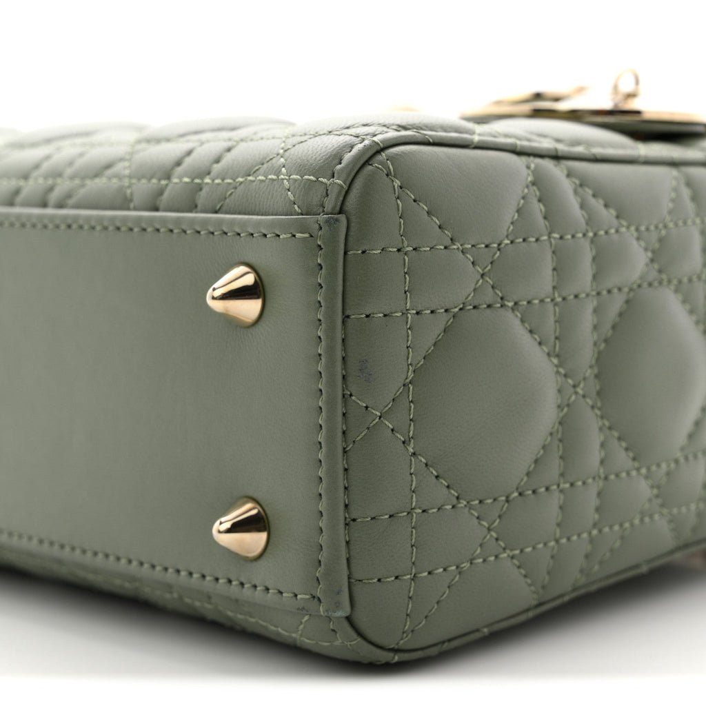 Christian Dior Lambskin Cannage Small My ABCDior Lady Dior Peyote Green