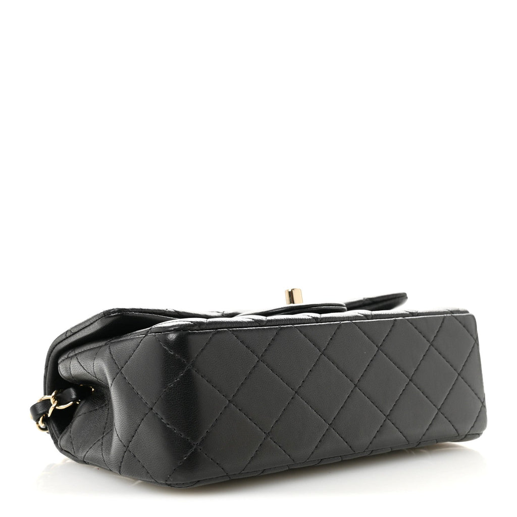 Chanel Lambskin Quilted Mini Rectangular Flap Black