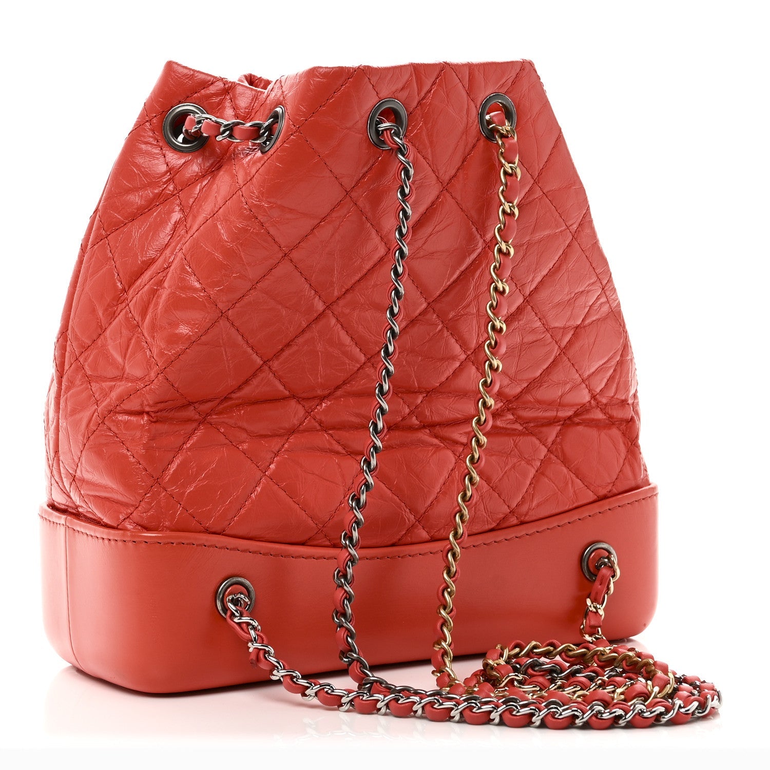 Chanel Aged Calfskin Quilted Small Gabrielle Backpack Orange