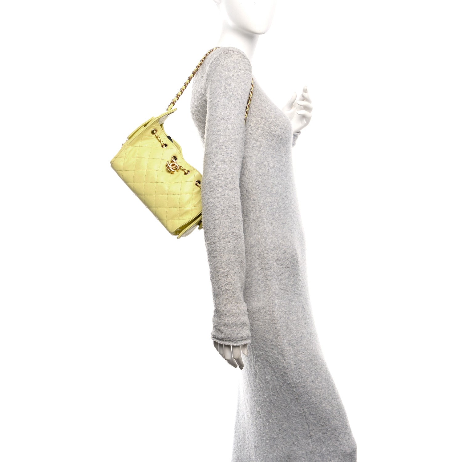 Chanel Caviar Quilted Mini Chanel 25 Handbag Light Yellow