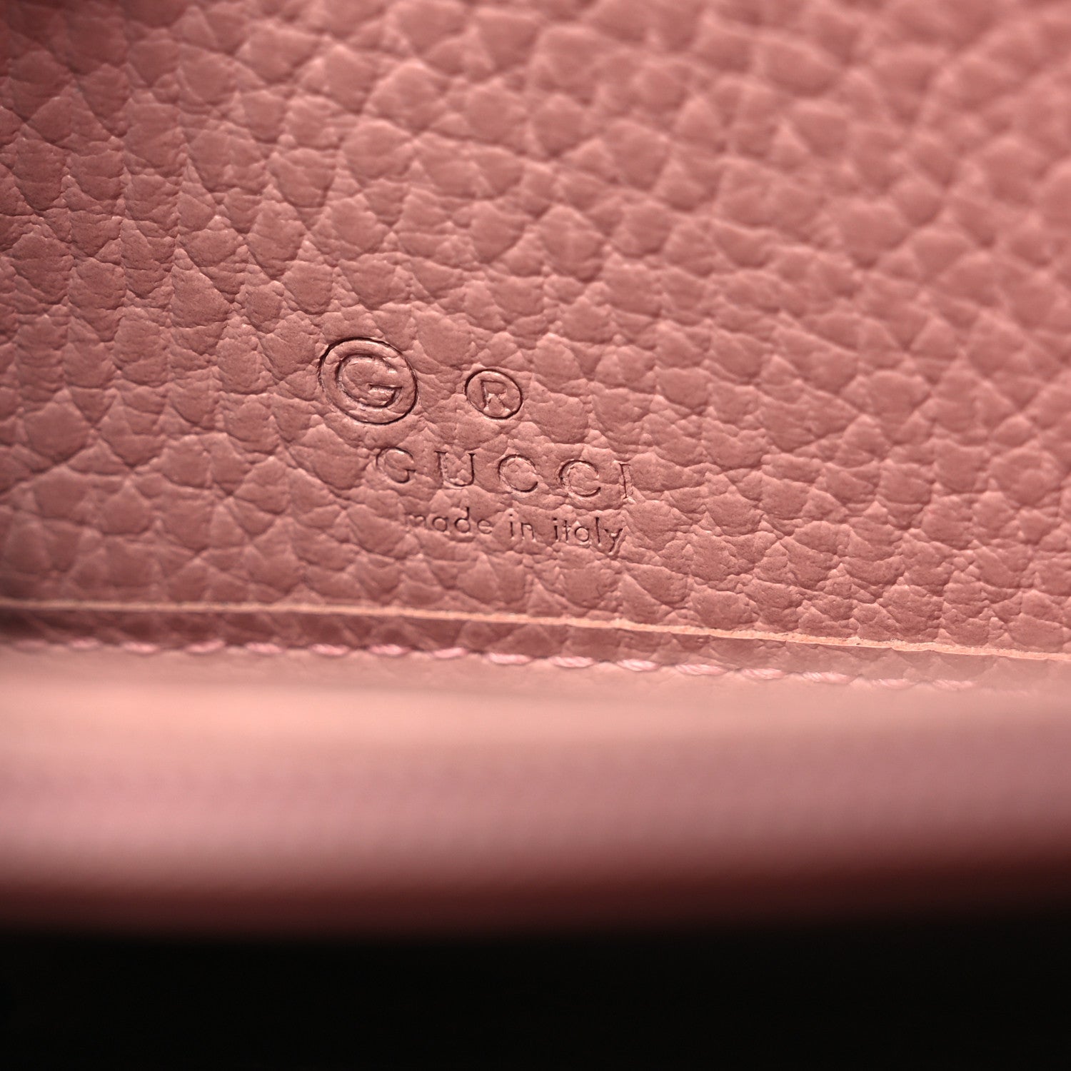Gucci Monogram Dollar Calfskin Zip Around Wallet Beige Ebony Soft Pink
