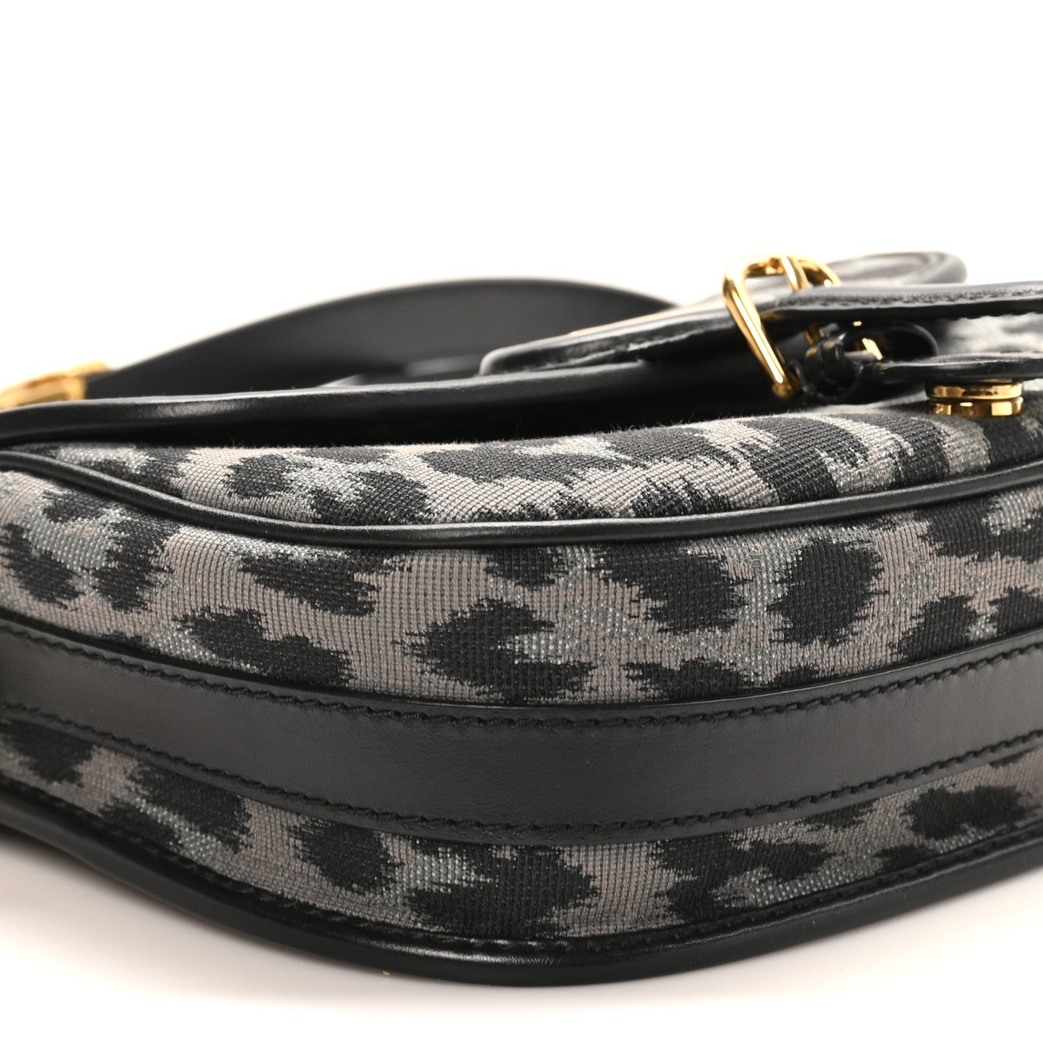 Christian Dior Canvas Mizza Embroidered Medium Bobby Flap Grey Black