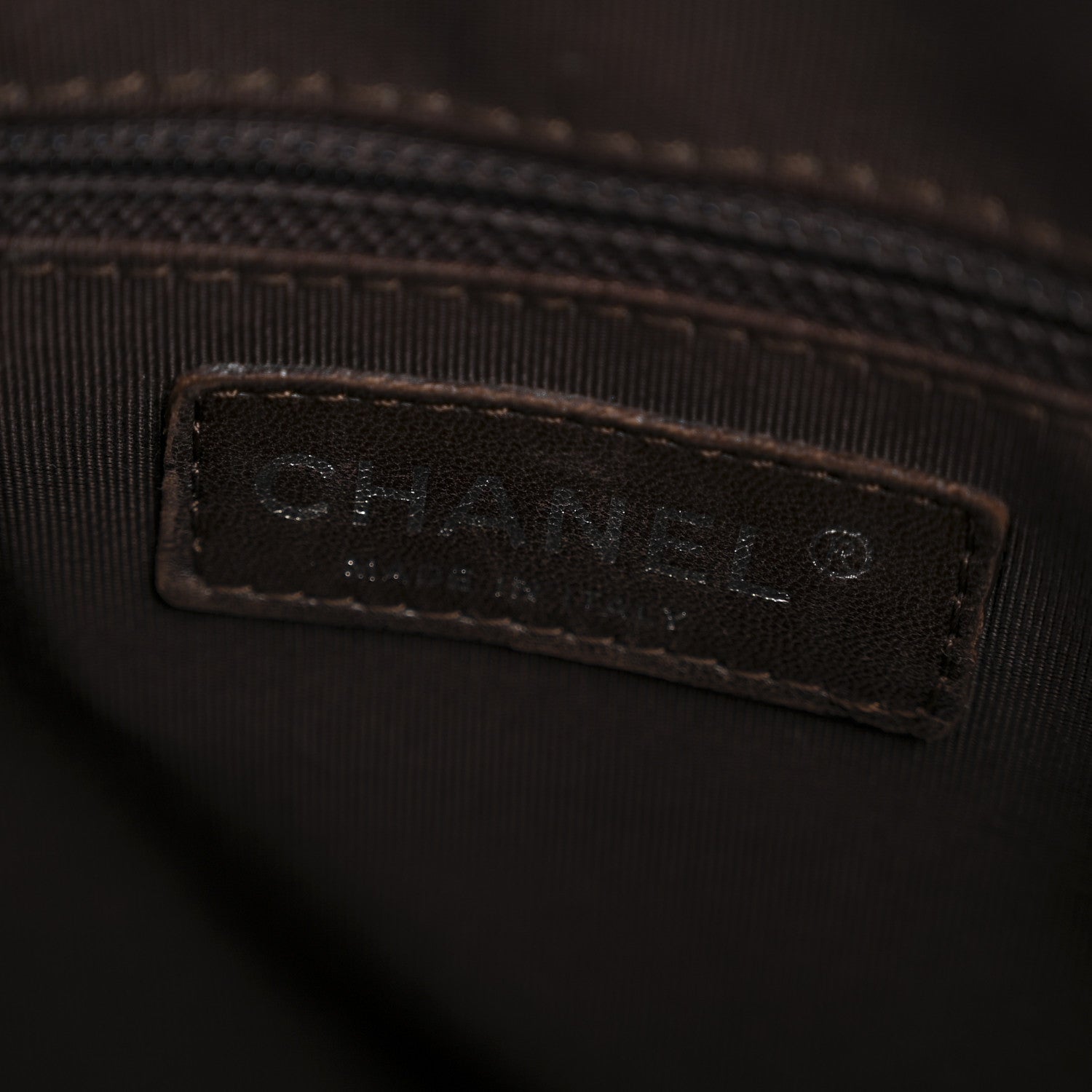 Chanel Calfskin Chevron CC All Day Long Boston Brown