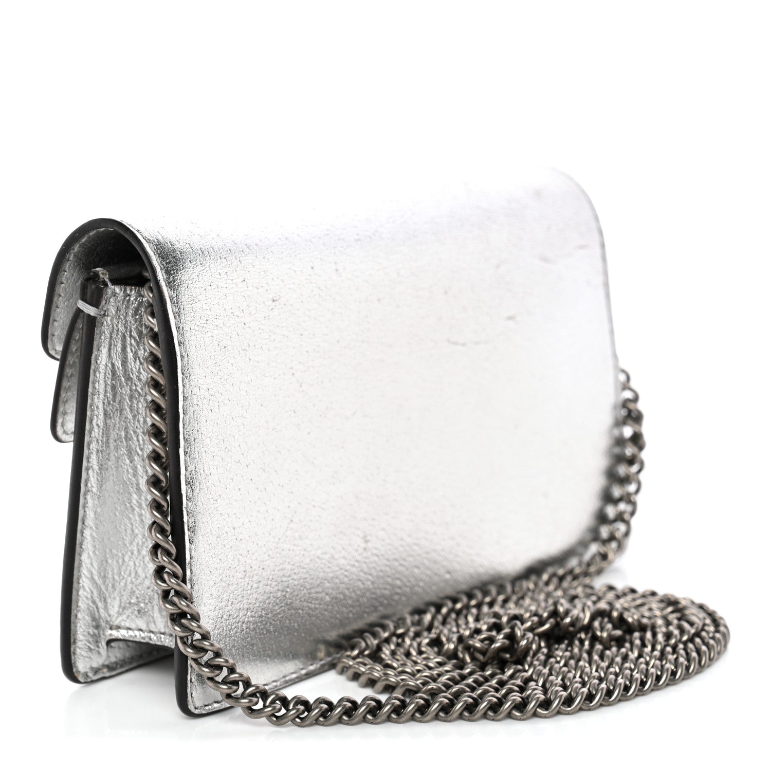 Gucci Metallic Calfskin Super Mini Dionysus Shoulder Bag Silver
