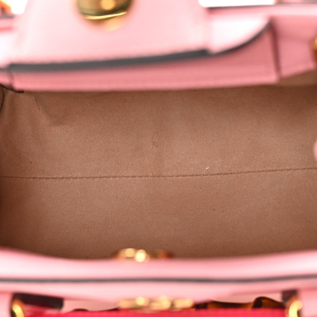 Gucci Wonka Grain Calfskin Mini Diana Tote Bag Wild Rose Fuxia Fluo