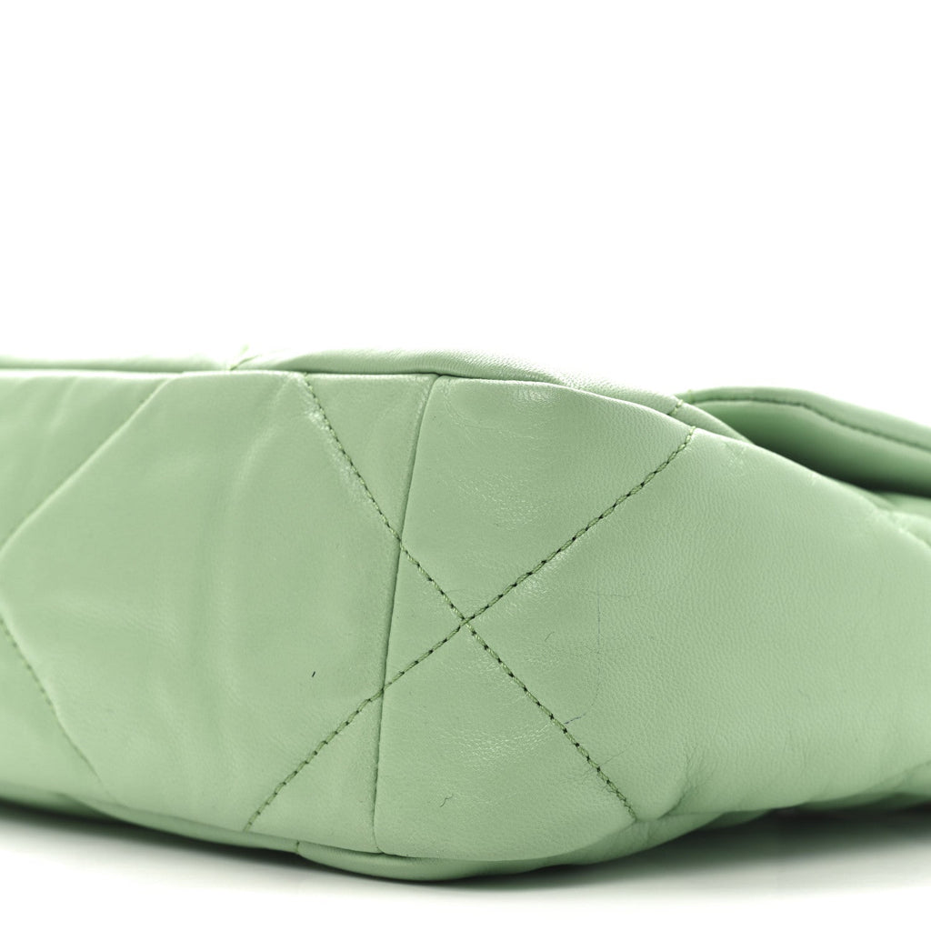 Chanel Goatskin Quilted Medium Chanel 19 Flap Light Green