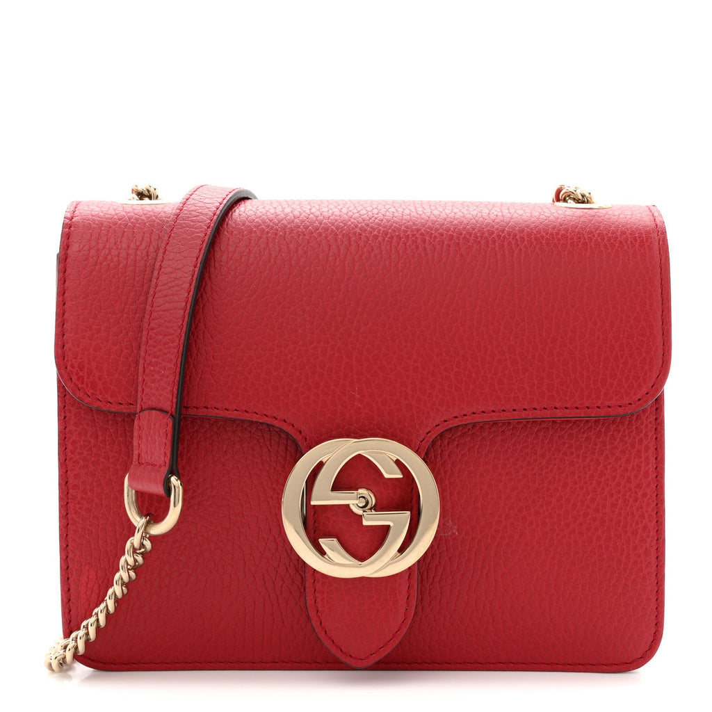 Gucci Dollar Calfskin Small Interlocking G Shoulder Bag Red