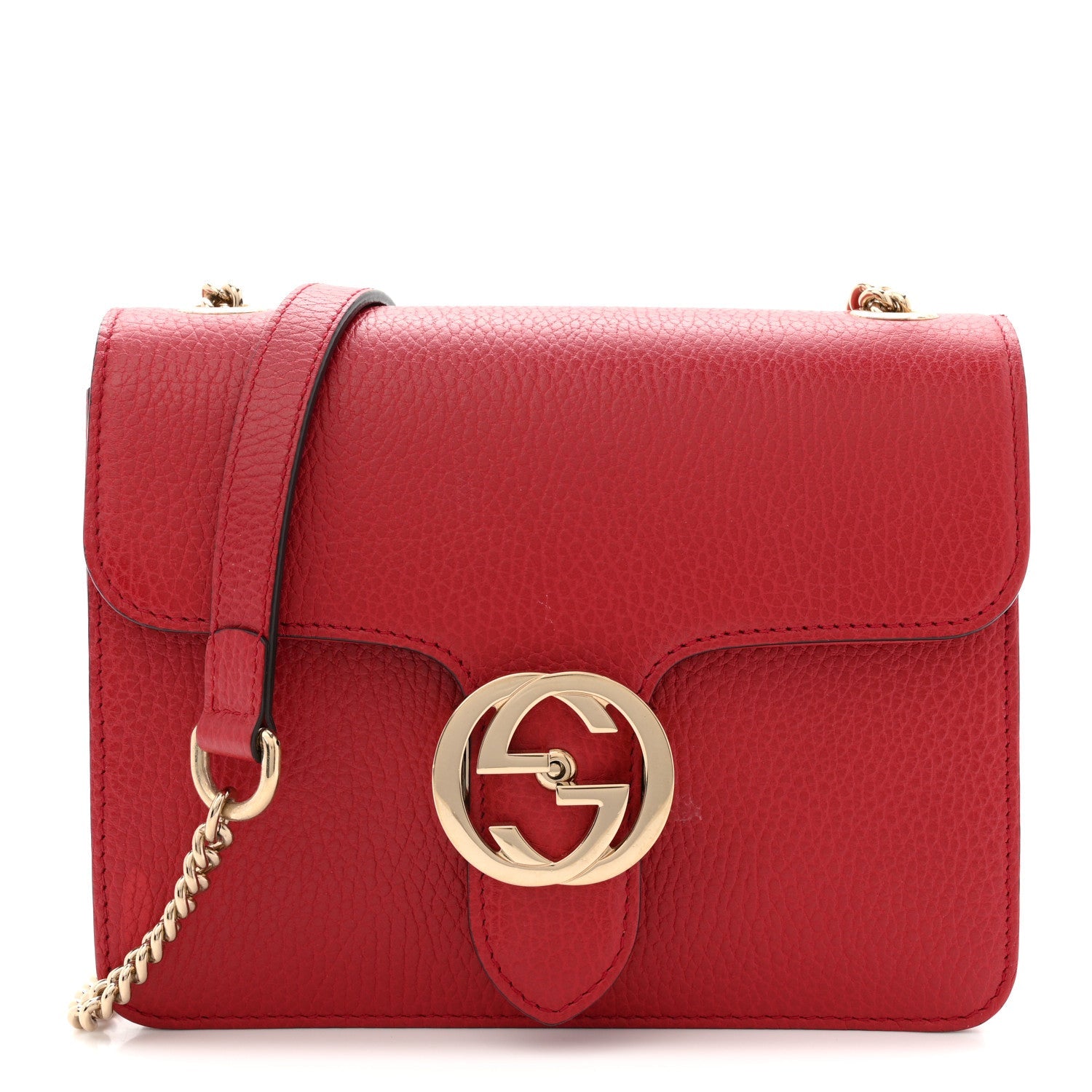 Gucci Dollar Calfskin Small Interlocking G Shoulder Bag Red