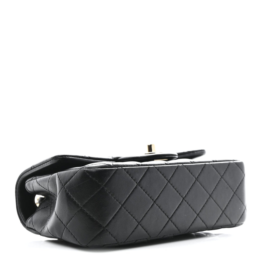 Chanel Lambskin Quilted Mini Rectangular Flap Black