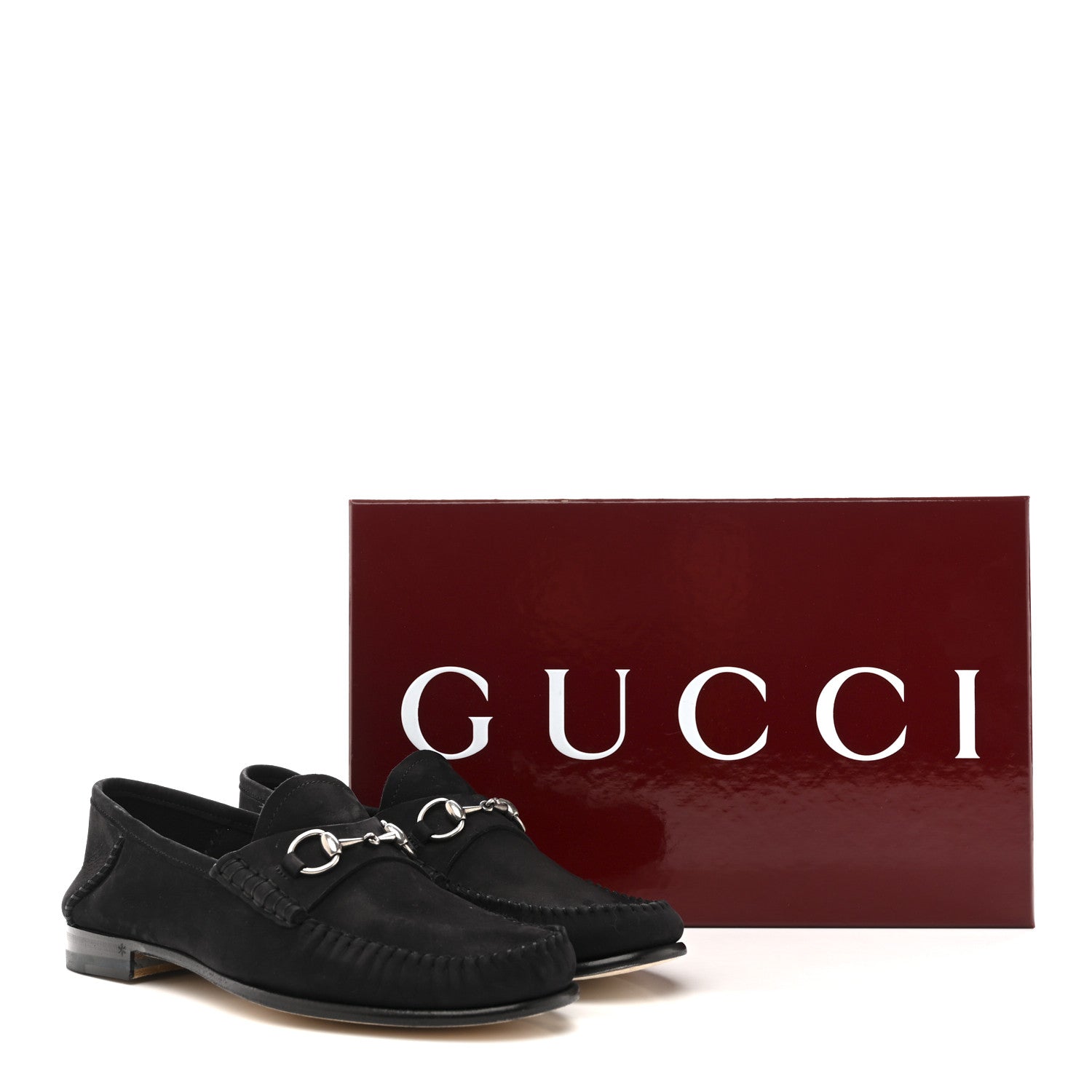Gucci Suede Calfskin Womens 1953 Horsebit Loafers 37 Black