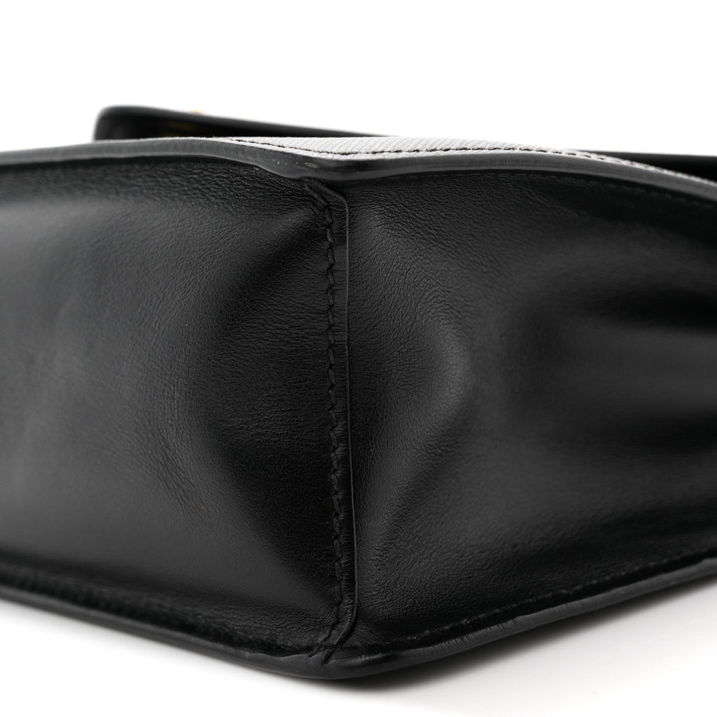 Prada Saffiano Soft Calfskin Metal Triangle Logo Envelope Chain Shoulder Bag Black
