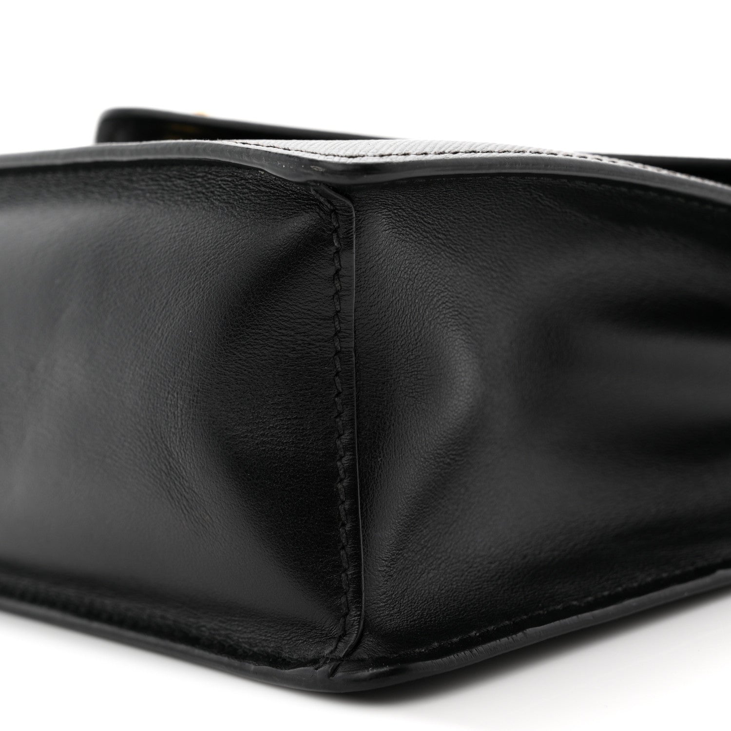 Prada Saffiano Soft Calfskin Metal Triangle Logo Envelope Chain Shoulder Bag Black
