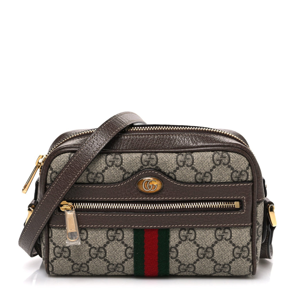 Gucci GG Supreme Monogram Web Mini Ophidia Shoulder Bag Brown
