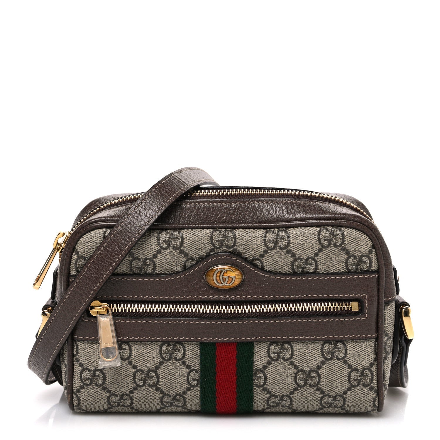 Gucci GG Supreme Monogram Web Mini Ophidia Shoulder Bag Brown