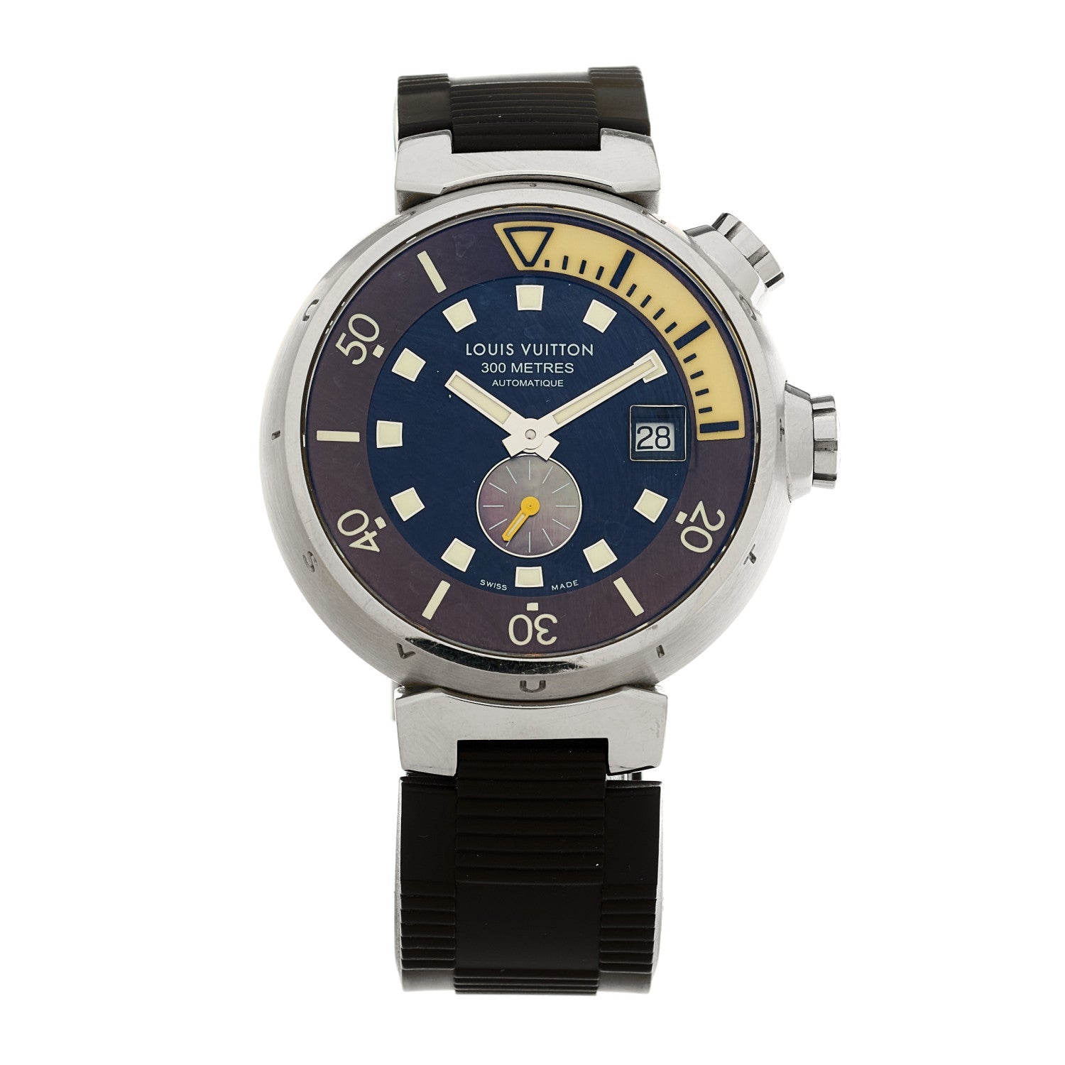 Louis Vuitton Stainless Steel Rubber 44mm Tambour Street Diver Automatic Watch Black