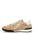 Laminated Calfskin Suede Quilted Womens CC Sneakers 39 Gold