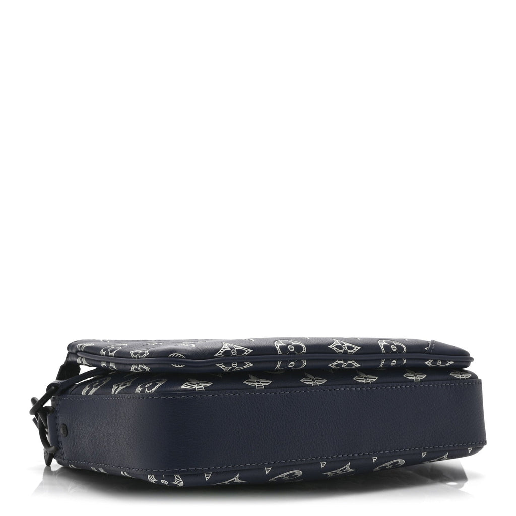 Louis Vuitton Calfskin Monogram Shadow Trio Messenger Navy White