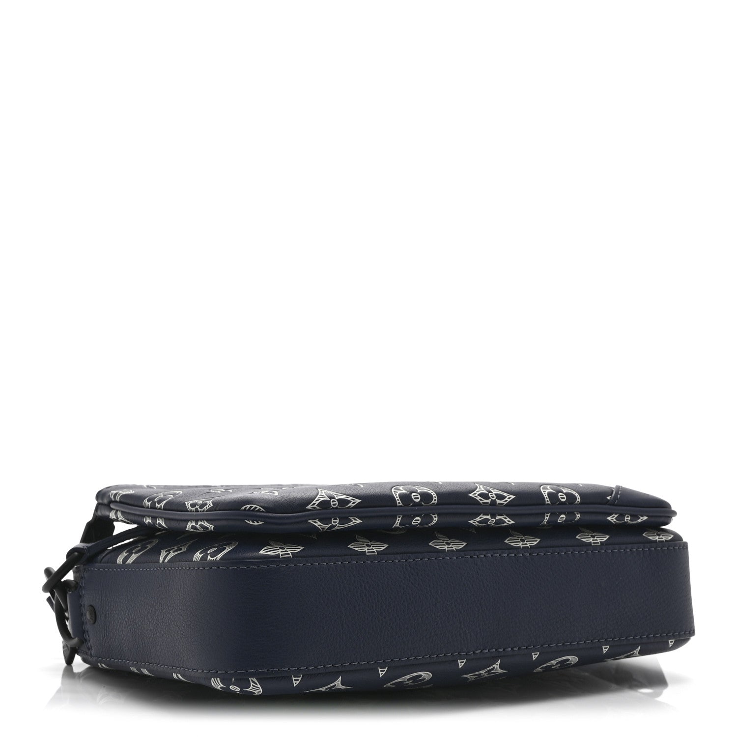 Louis Vuitton Calfskin Monogram Shadow Trio Messenger Navy White
